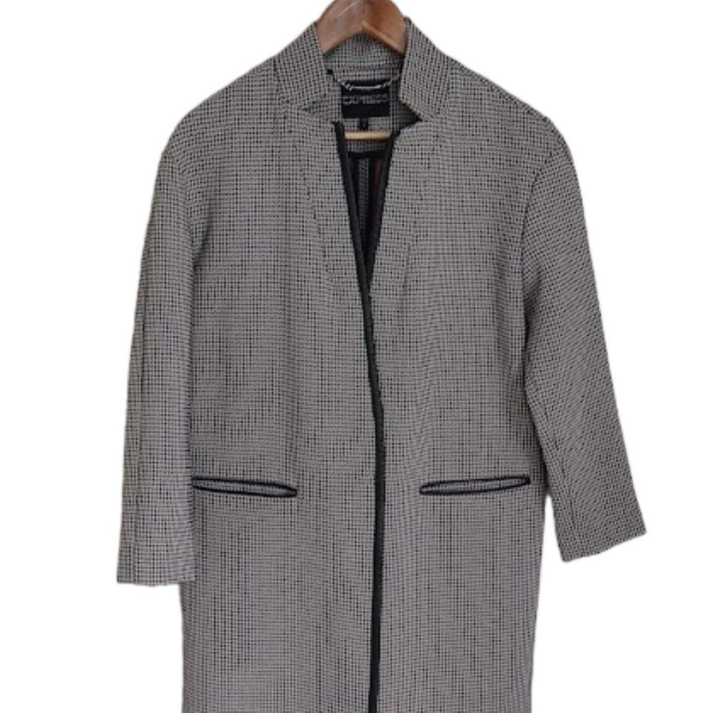 Express Faux Leather Trimmed Houndstooth Jacket